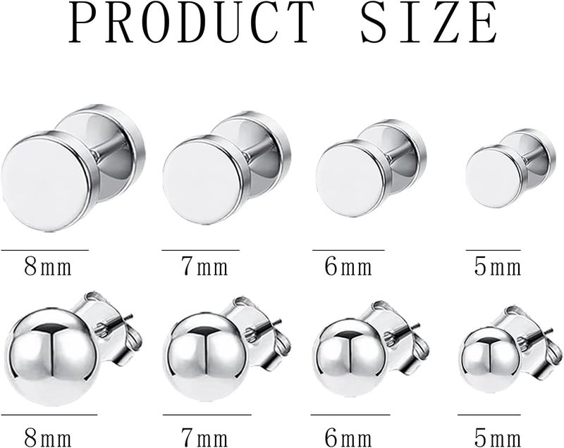 NEWITIN 24 Pairs Stainless Steel Earrings for Men Hypoallergenic Inlaid Cubic Zirconia Studs Hoop Earring Cross Dangle Earrings Unisex Punk Stud Earring for Women Men - Image 2